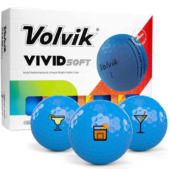 Volvik Vivid Soft Matte Blue Drinks Pack 1 Icon Golf Balls