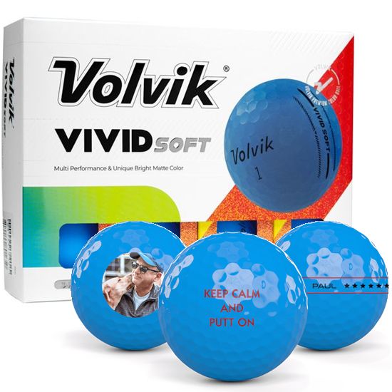 Volvik Vivid Soft Matte Blue Personalized Golf Balls