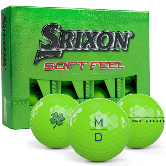 Srixon Soft Feel 13 Brite Green Monogram Golf Balls Green