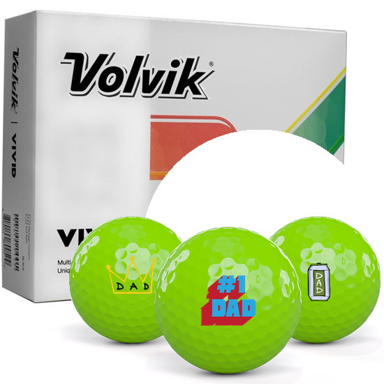 Volvik Vivid Matte Green Dad Pack 1 Icon Golf Balls