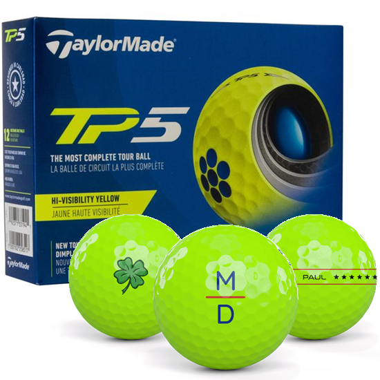 TaylorMade 2021 TP5 Yellow Monogram Golf Balls
