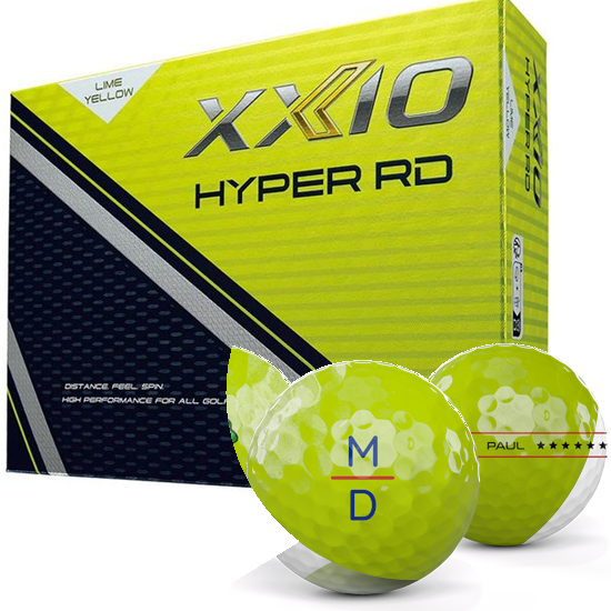 XXIO Hyper RD Lime Yellow Monogram Golf Balls
