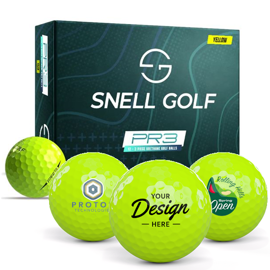 Snell Golf Snell Golf PR3 Yellow 12 Dozen Custom Golf Balls - 2026 Model - $527.88 at Golfballs.com