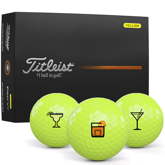Titleist Pro V1 Yellow Drinks Pack 1 Icon Golf Balls
