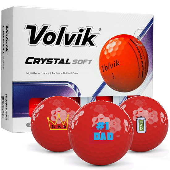 Volvik Crystal Soft Red Dad Pack 1 Icon Golf Balls