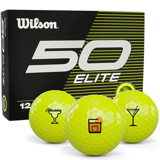 Wilson Fifty Elite Yellow Drinks Pack 1 Icon Golf Balls