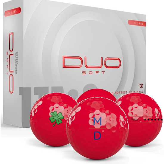 Wilson Duo Soft Red Monogram Golf Balls