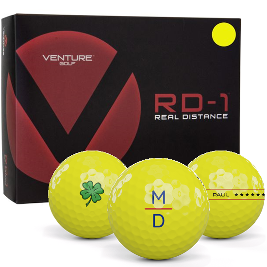 Venture Golf RD-1 Yellow Monogram Golf Balls