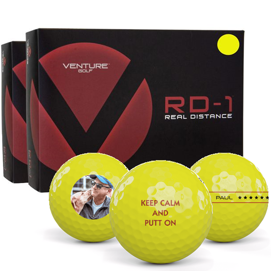 Venture Golf RD-1 Yellow Personalized Golf Balls - 2 Pack
