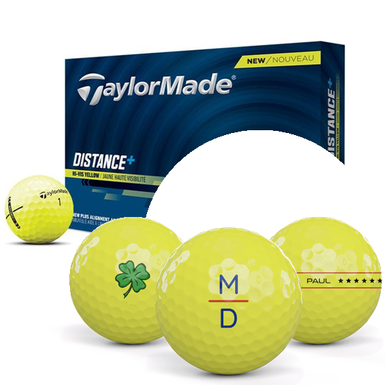 TaylorMade Distance+ Yellow Monogram Golf Balls