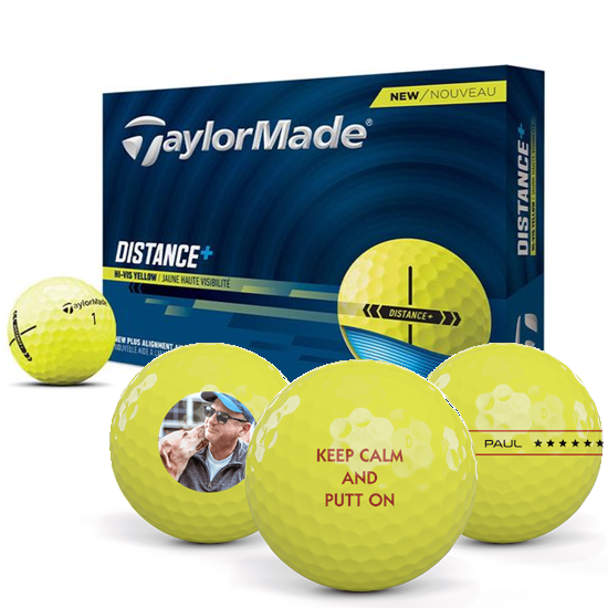 TaylorMade Distance+ Yellow Personalized Golf Balls