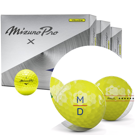 Mizuno Pro X Yellow Monogram Golf Balls - Buy 2 DZ Get 1 DZ Free