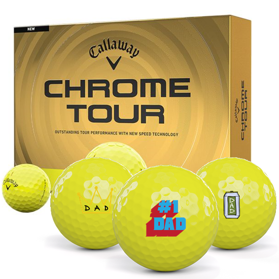 Callaway Golf Chrome Tour Yellow Dad Pack 1 Icon Golf Balls - 2026 Model