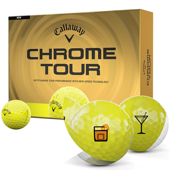 Callaway Golf Chrome Tour Yellow Drinks Pack 1 Icon Golf Balls - 2026 Model