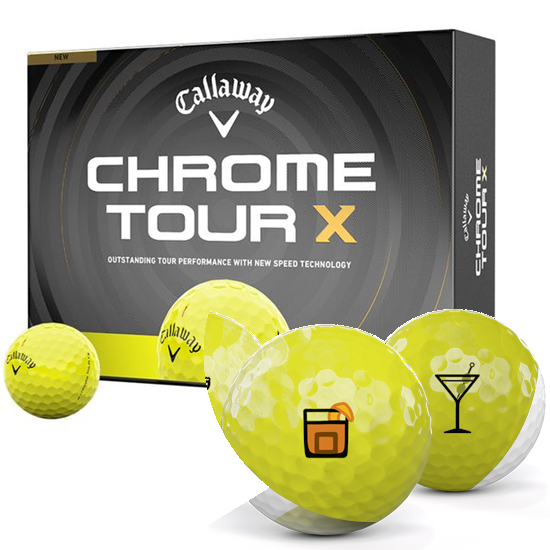 Callaway Golf Chrome Tour X Yellow Drinks Pack 1 Icon Golf Balls - 2026 Model