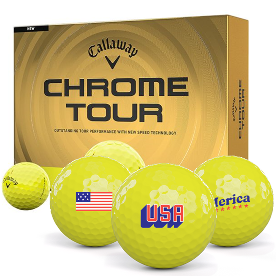 Callaway Golf Chrome Tour Yellow USA Pack 1 Icon Golf Balls - 2026 Model