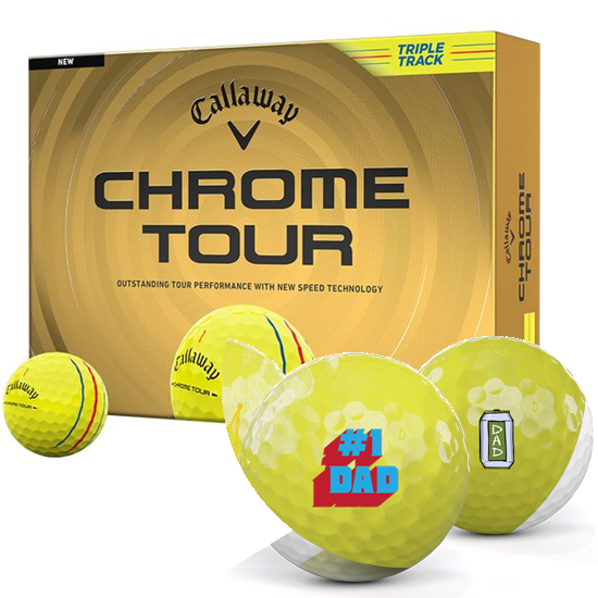 Callaway Golf Chrome Tour Triple Track Yellow Dad Pack 1 Icon Golf Balls - 2026 Model