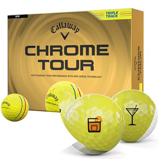 Callaway Golf Chrome Tour Triple Track Yellow Drinks Pack 1 Icon Golf Balls - 2026 Model