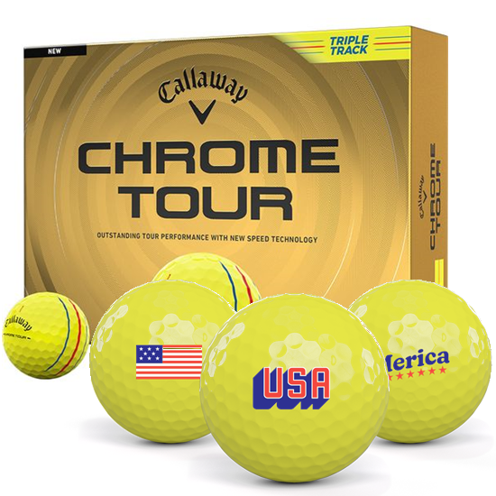 Callaway Golf Chrome Tour Triple Track Yellow USA Pack 1 Icon Golf Balls - 2026 Model