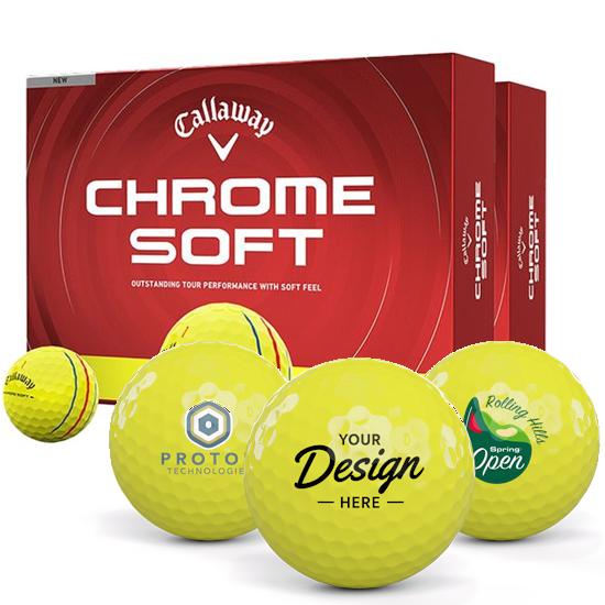 Callaway Golf Chrome Soft Yellow Triple Track 12 Dozen Custom Golf Balls - Double Dozen