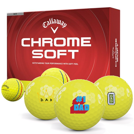Callaway Golf Chrome Soft Yellow Triple Track Dad Pack 1 Icon Golf Balls - 2026 Model