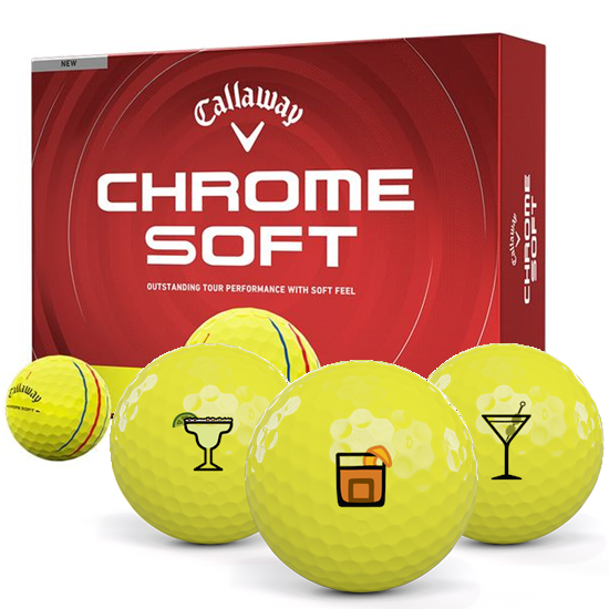 Callaway Golf Chrome Soft Yellow Triple Track Drinks Pack 1 Icon Golf Balls - 2026 Model