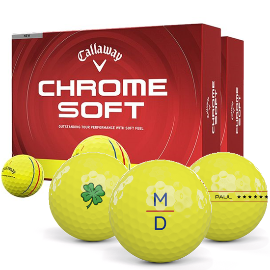 Callaway Golf Chrome Soft Yellow Triple Track Monogram Golf Balls - Double Dozen