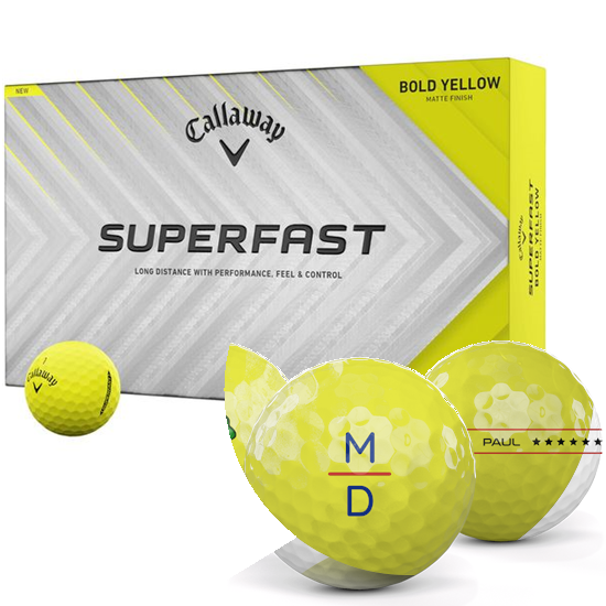 Callaway Golf Superfast Bold Yellow Monogram Golf Balls - 15 Pack