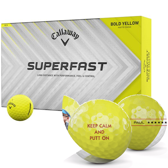 Callaway Golf Superfast Bold Yellow Personalized Golf Balls - 15 Pack