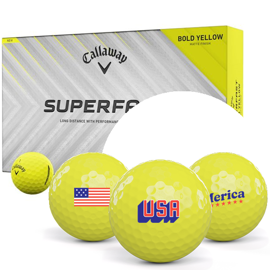 Callaway Golf Superfast Bold Yellow USA Pack 1 Icon Golf Balls - 15 Pack