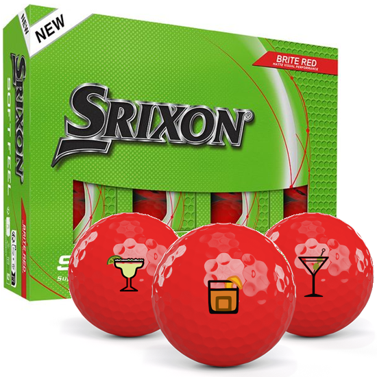 Srixon Soft Feel 14 Brite Red Drinks Pack 1 Icon Golf Balls