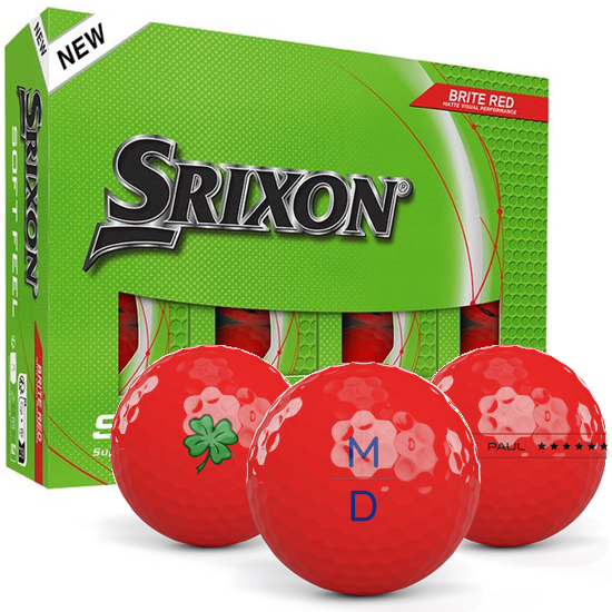 Srixon Soft Feel 14 Brite Red Monogram Golf Balls
