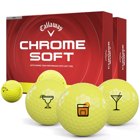 Callaway Golf Chrome Soft Yellow Drinks Pack 1 Icon Golf Balls - Double Dozen