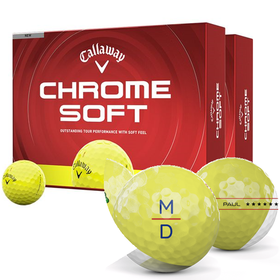 Callaway Golf Chrome Soft Yellow Monogram Golf Balls - Double Dozen
