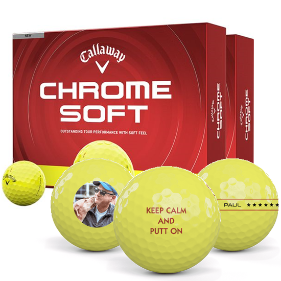 Callaway Golf Chrome Soft Yellow Personalized Golf Balls - Double Dozen
