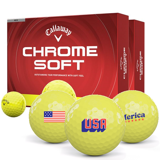 Callaway Golf Chrome Soft Yellow USA Pack 1 Icon Golf Balls - Double Dozen