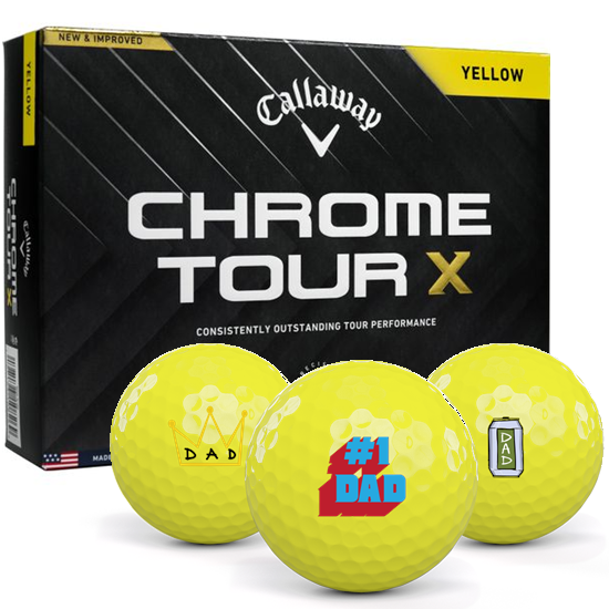Callaway Golf 2024 Chrome Tour X Yellow Dad Pack 1 Icon Golf Balls