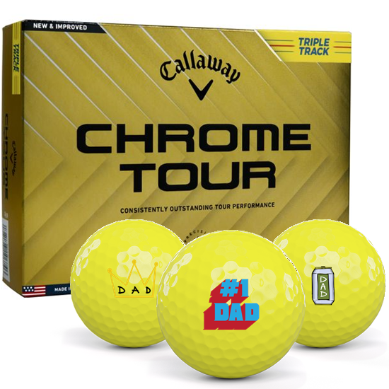 Callaway Golf 2024 Chrome Tour Triple Track Yellow Dad Pack 1 Icon Golf Balls