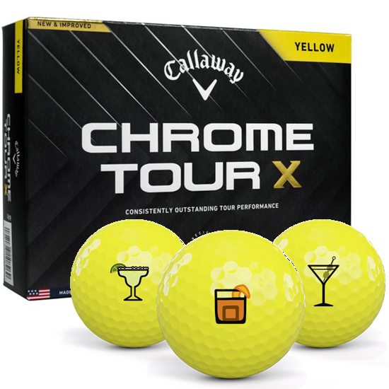Callaway Golf 2024 Chrome Tour X Yellow Drinks Pack 1 Icon Golf Balls