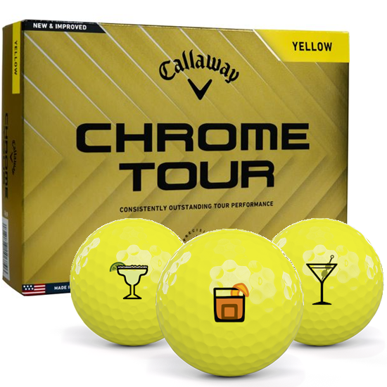 Callaway Golf 2024 Chrome Tour Yellow Drinks Pack 1 Icon Golf Balls