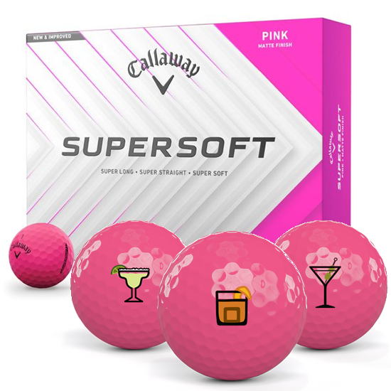 Callaway Golf Supersoft Matte Pink Drinks Pack 1 Icon Golf Balls