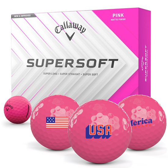Callaway Golf Supersoft Matte Pink USA Pack 1 Icon Golf Balls