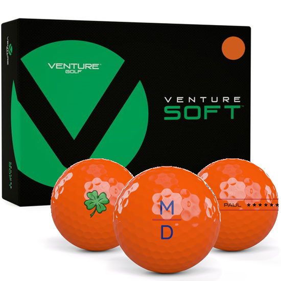 Venture Golf Soft Matte Orange Monogram Golf Balls