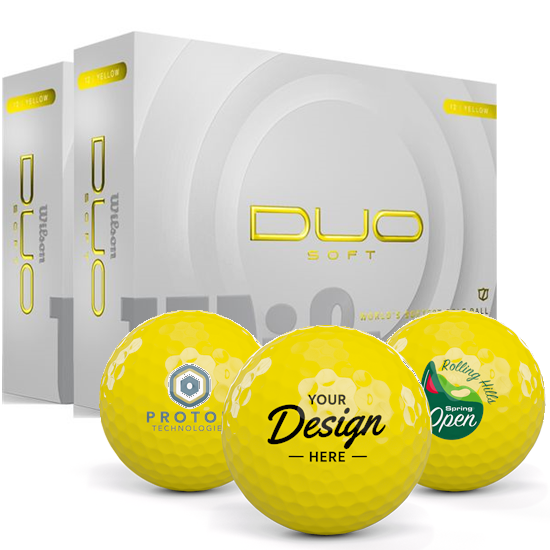 Wilson Duo Soft Yellow 12 Dozen Custom Golf Balls - Double Dozen