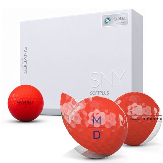 SNYDER Golf Soft Plus Red Matte Monogram Golf Balls