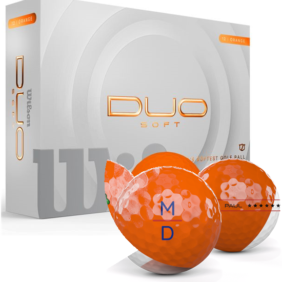 Wilson Duo Soft Orange Monogram Golf Balls - 2025 Model