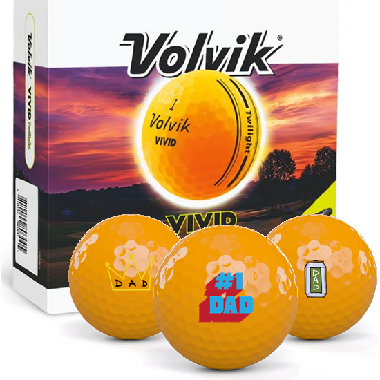 Volvik Vivid Twilight Starter Pack Dad Pack 1 Icon Golf Balls - Orange