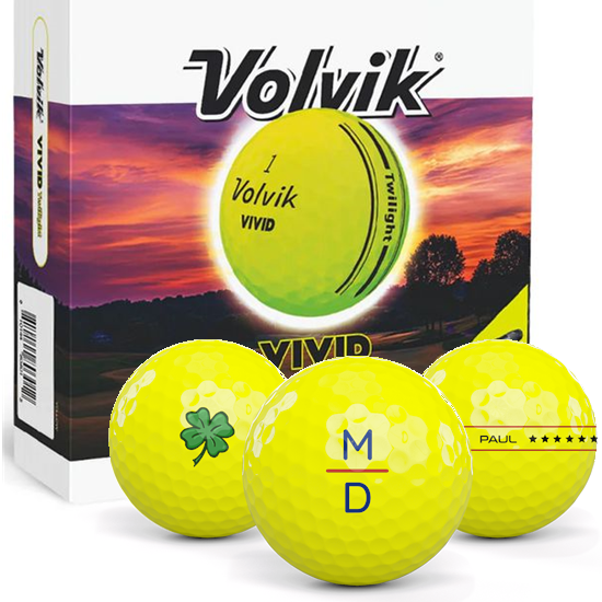 Volvik Vivid Twilight Starter Pack Monogram Golf Balls - Yellow