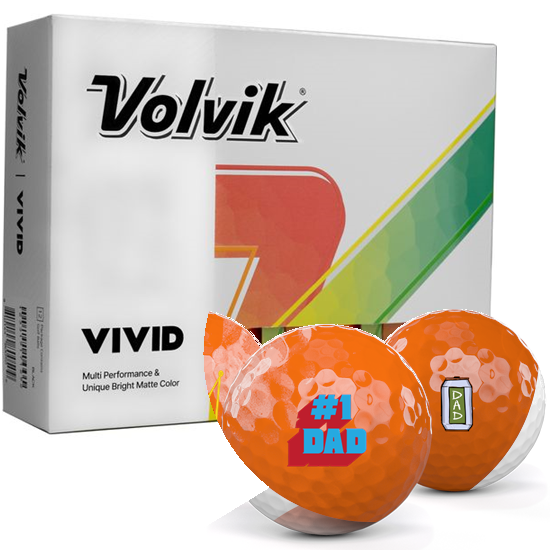 Volvik Vivid Matte Orange Dad Pack 1 Icon Golf Balls