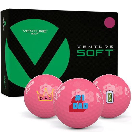 Venture Golf Soft Matte Pink Dad Pack 1 Icon Golf Balls